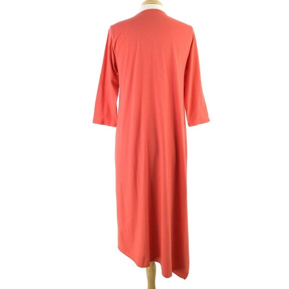 Soft Surroundings Asymmetric Coral Andalou Midi Dress Petite PM Chiffon Front - Picture 9 of 14